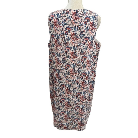 J. McLaughlin Rue Coral/Blue Linen Floral Sleeveless Shift Dress XL NEW $218 - Picture 7 of 16